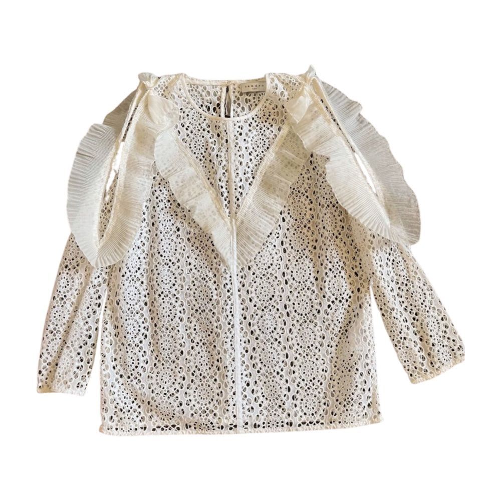 SANDRO Eyelet Cold shoulder blouse